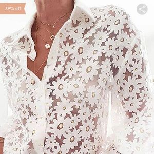 Zara Elegant Shirt Blouses Sheer